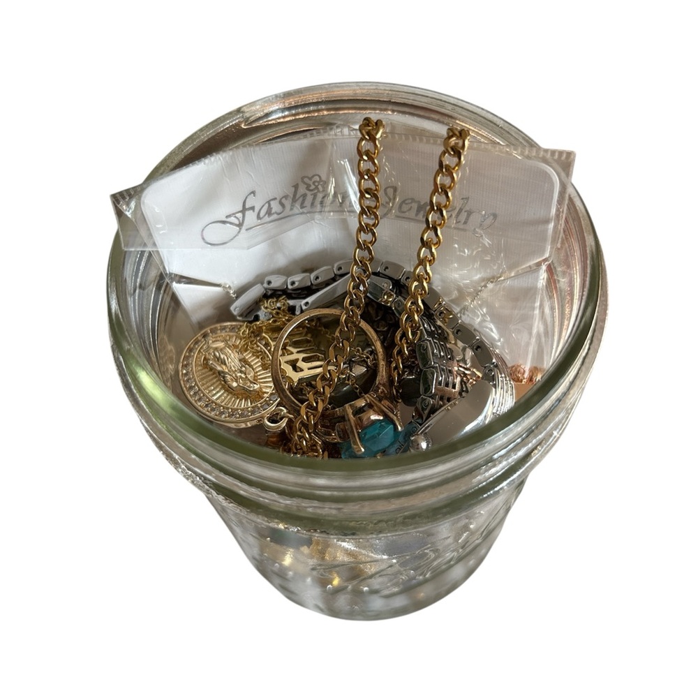Mystery jewelry jar with mixed metal tones